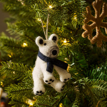 Load image into Gallery viewer, Felt Polar Bear Christmas Tree Decoration